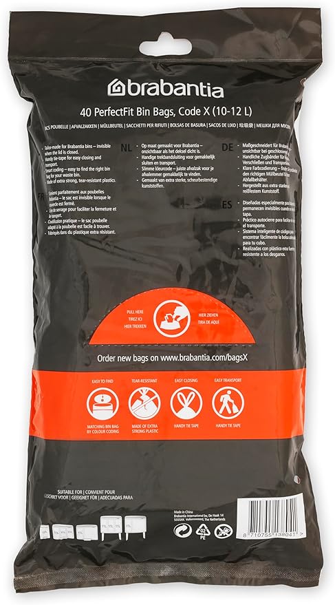 Brabantia PerfectFit Trash Bags Thick Plastic Trash Can Liners