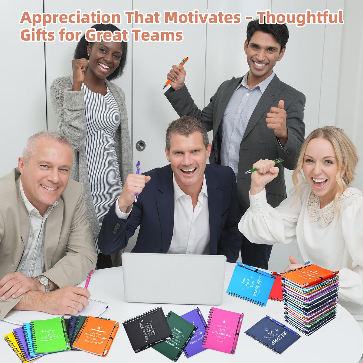 Bermoge 40 Pcs/20 Sets Employee Appreciation Gifts Bulk, Inspirational Notebooks with Motivational Pens for Staff, Thank You Gifts for Coworkers, Teachers,Team, Nurse, DSP, Office, School, Christmas