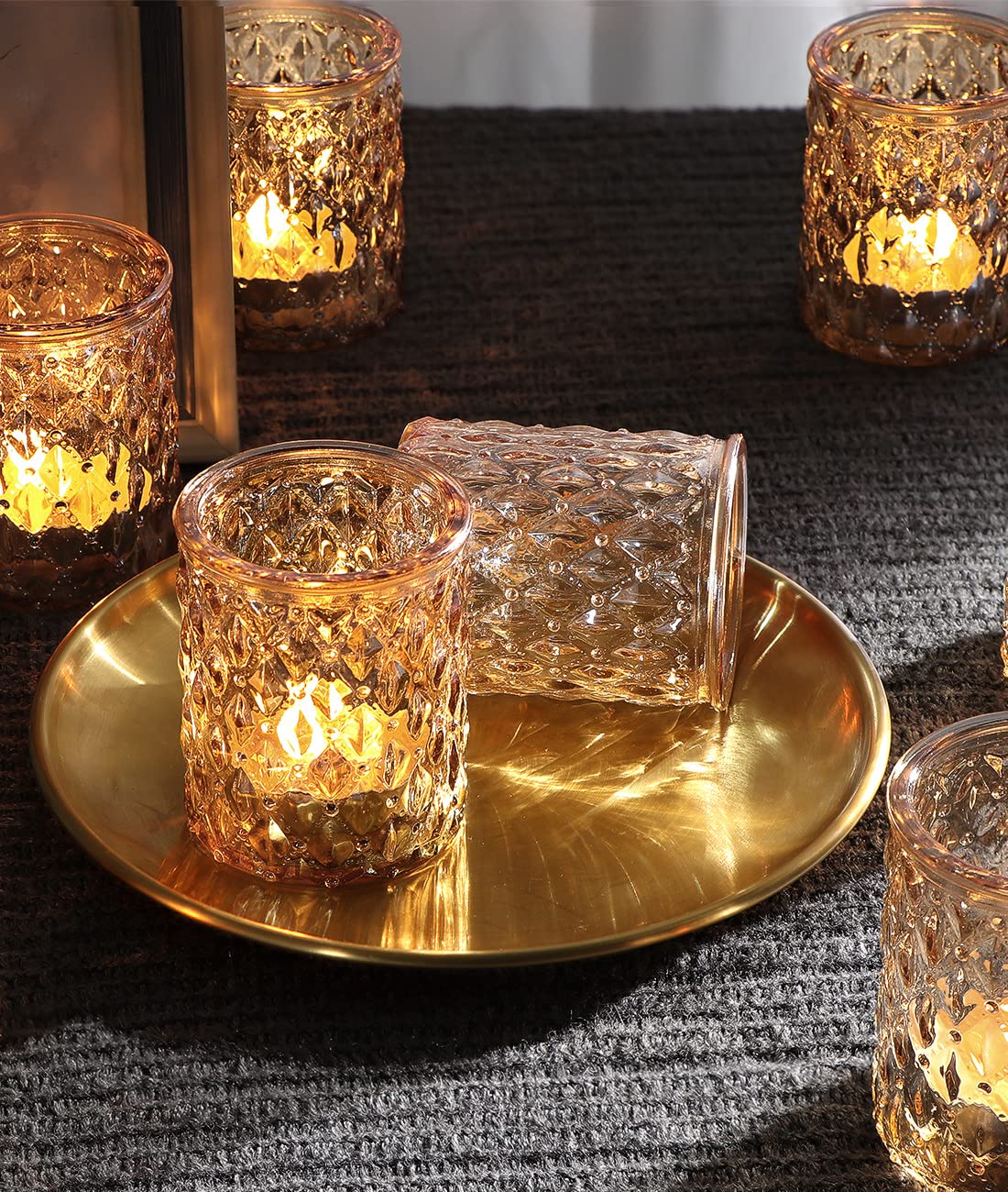36 Pcs Gold Votive Candle Holders, Tealight Candle Holder Glass for Table Centerpieces, Gold Candle Holders for Wedding Decor, Bridal Shower & Home Parties Supplies Decor