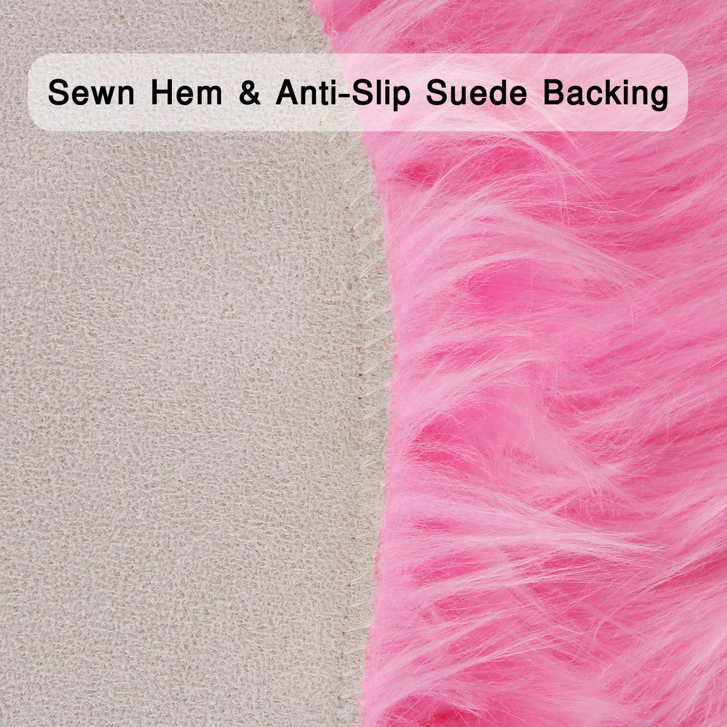 duduta Hot Pink Faux Sheepskin Runner Rug 2x6 ft, Fluffy Shag Girls Bedroom Dorm Rug Decor Fur Seat Covers Washable