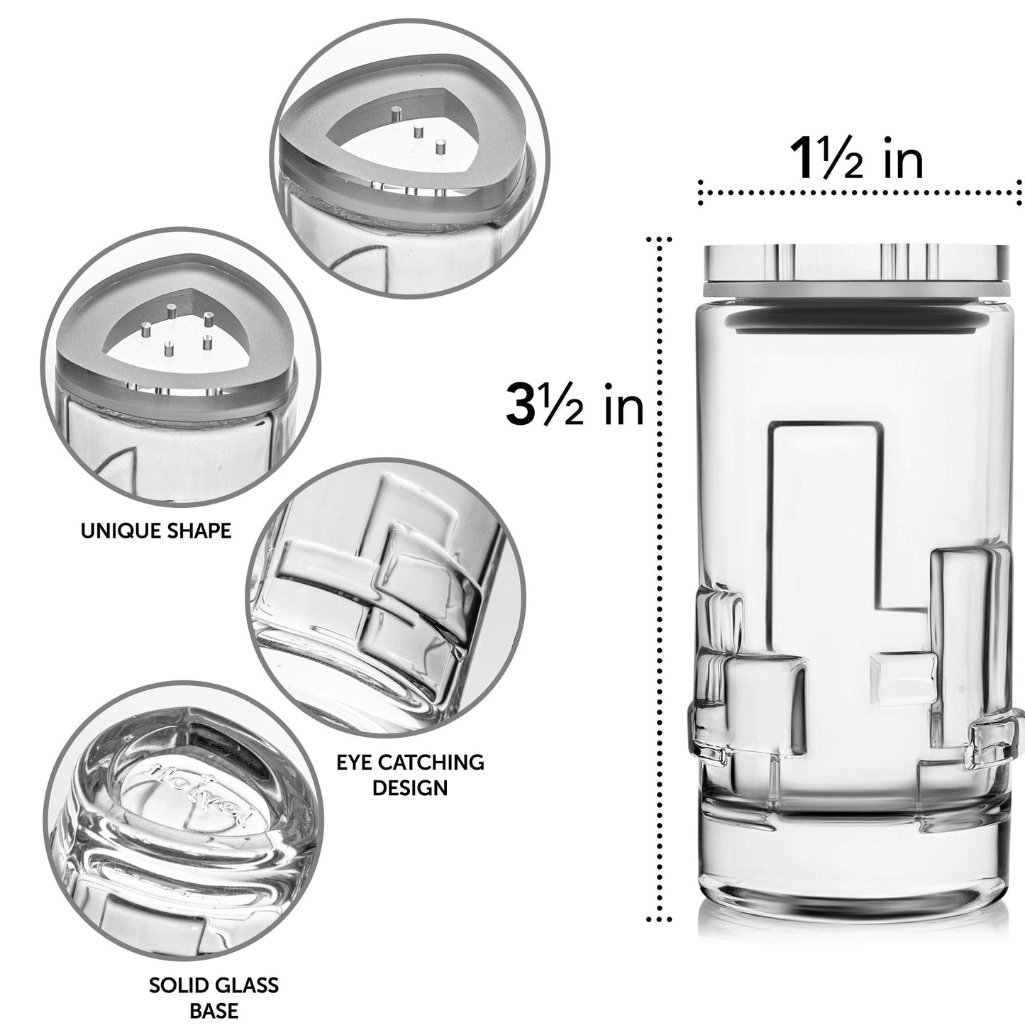 Salt Pepper Shakers by JoyJolt - 2Oz Salt and Pepper Set of 2 - Premium Quality Durable Glass - Elegant Triangle Design - Non-BPA and Dishwasher Safe - Ideal for Home Use, Restaurant, Hotel
