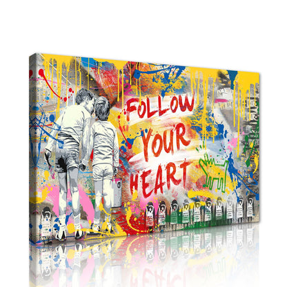 Novatique Banksy Canvas Wall Art Street Graffiti Wall Art Abstract Graffiti Art Follow Your Dreams Painting Artwork Pop Art Wall Decor for Living Room Office, 12 x 16inch