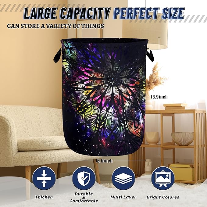Personalize Mandala Laundry Basket Oxford Cloth Foldable Galaxy Laundry Hamper
