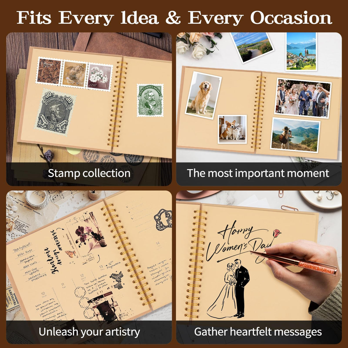 CWEGSJ Memorial Gifts In Memory of Loved One Scrapbook Album Blank DIY Album,Sympathy Gifts Bereavement Photo Album Book. (Brown, 10x10)