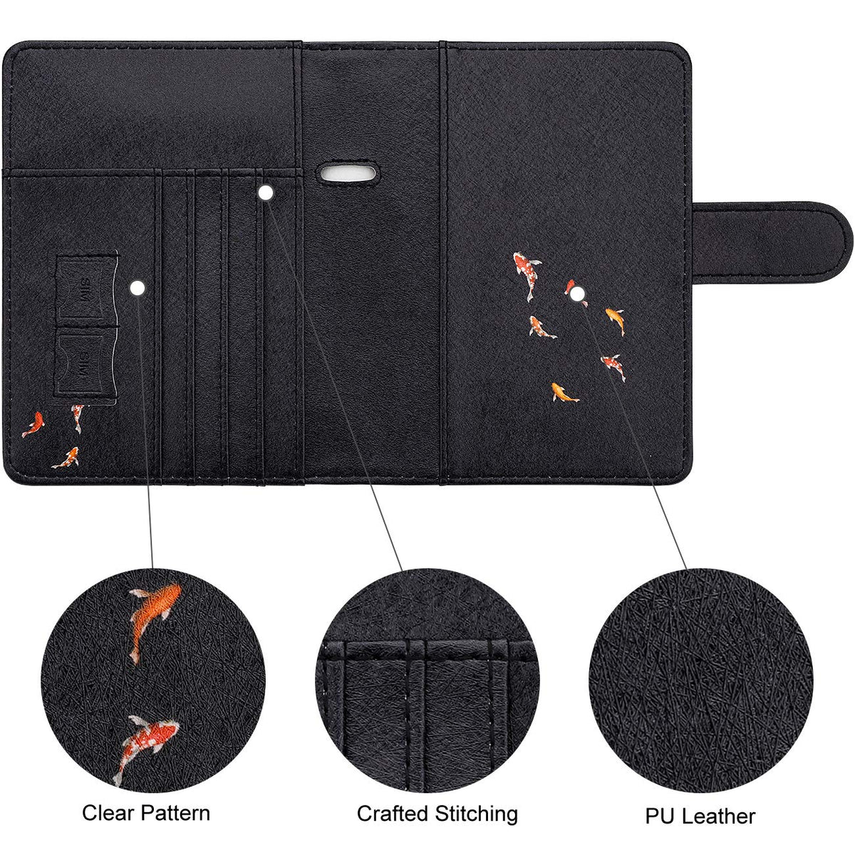 WALNEW Passport Holder for Travel, RFID Passport Cover Wallet for Women Men, PU Leather Passport Book Card Holder Case with Pen (Buckle Closure, Buckle-Carp)