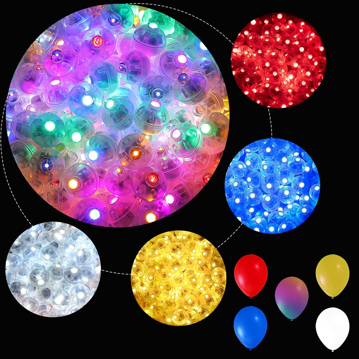 ZGWJ 100PCs Balloon Lights Mini, Battery Powered, Long Standby Time Waterproof Led Round Light for Birthday Party Paper Lantern Balloon Easter Eggs Wedding Christmas Halloween Decorations
