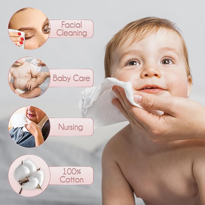 100% Cotton Disposable Face Towel 100 Count 10x12 Inch | Biodegradable Thick