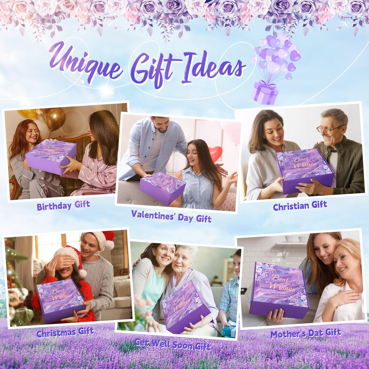 Fortuning's JDS 12PCS Christian Gifts for Women Faith, Inspirational Gifts for Women,Purple Birthday Get Well Soon Gifts, for Mom Her Wife Girlfriend Friend Siste Birthday Gifts