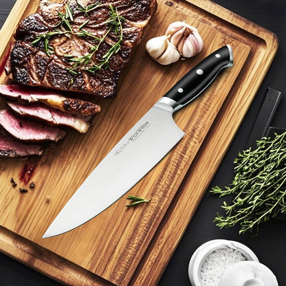 WICKWILLOW 8" Chef Knife – Razor Sharp German Steel – All-Purpose Kitchen Knife for Slicing, Dicing & Chopping – Full Tang & Ergonomic Handle – Gift Box – Velina Series