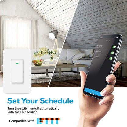 Nexete Smart Wi-Fi Double Light Switch, 2 in1 Single Pole Switch Compatible with Alexa Google Assistant & IFTTT,Remote Control, Timing Function No Hub Required (1-Pack Double)