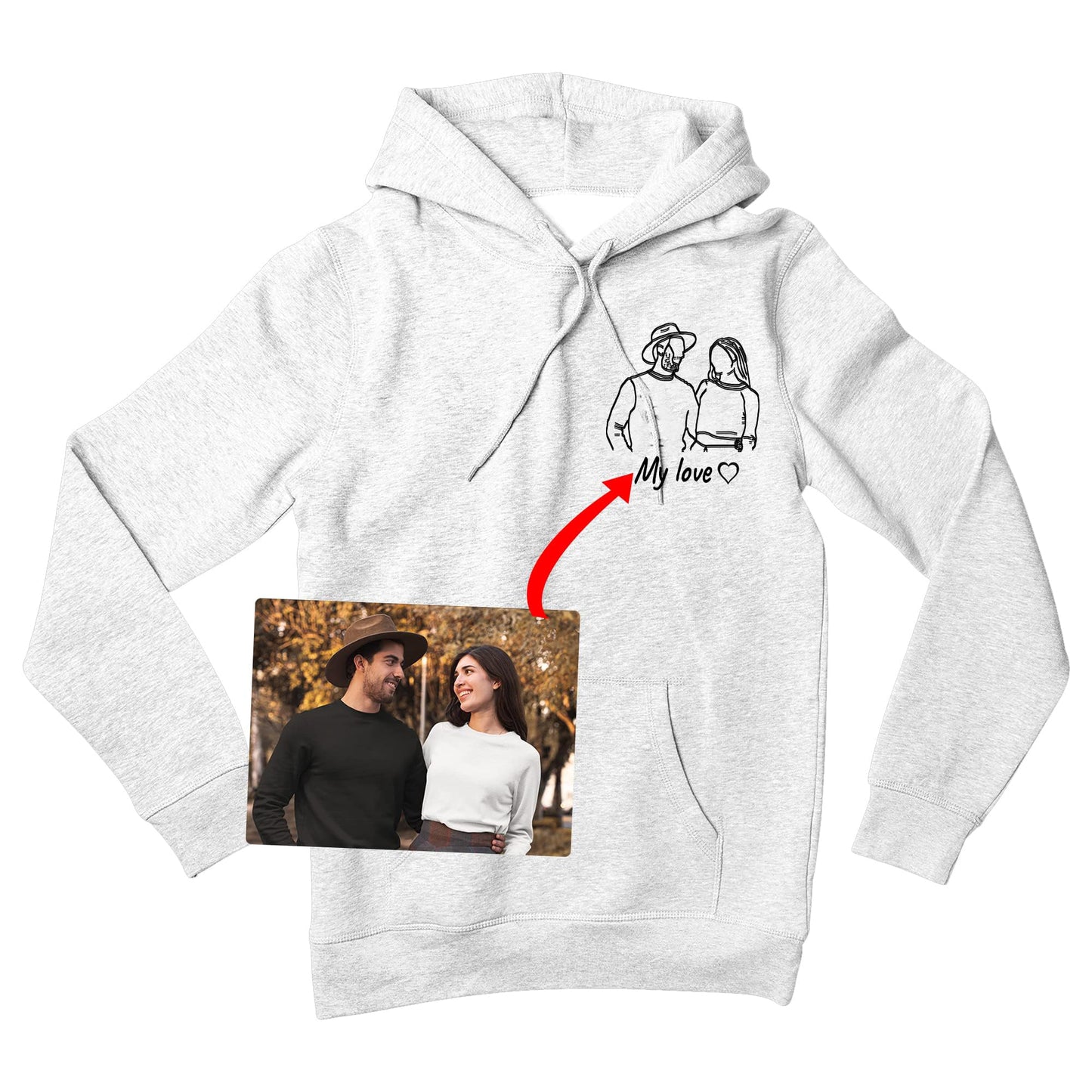 Famiheart Custom Hoodies Design Your Own, Hoodie Portrait From Photo, Valentines Customized Gifts For Boyfriend, Men, Sweatshirt Christmas
