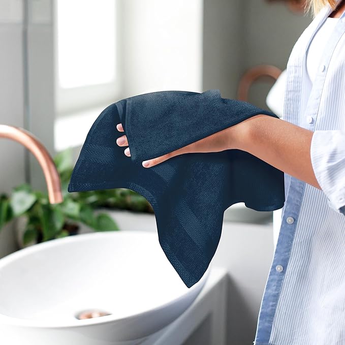 GLAMBURG Ultra Soft 6-Piece Hand Towel Set 16x28-100% Ringspun Cotton