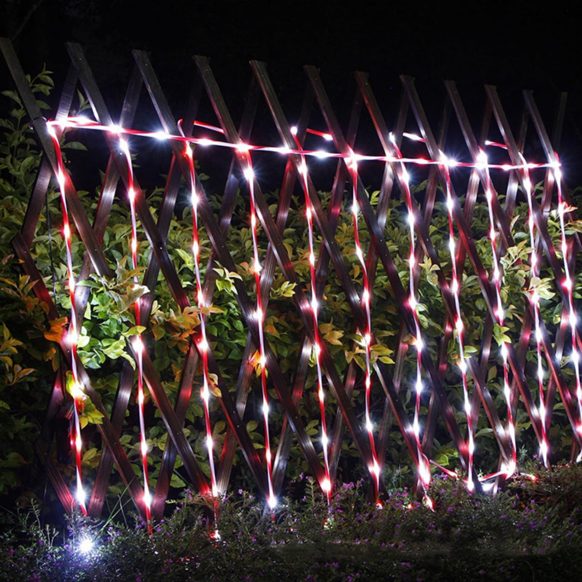 QITONG Solar Christmas Lights, 2 Pack Each 33ft 100 LED Red & White Candy Cane Rope Light Outdoor Waterproof, 8 Modes Fairy Lights in Clear Thin Tube