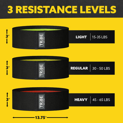 Tribe Lifting Fabric Resistance Bands for Legs - Workout Bands Resistance Bands for Men and Women - Booty Bands for Working Out - Exercise Bands Resistance Bands Set - Elastic Bands for Exercise