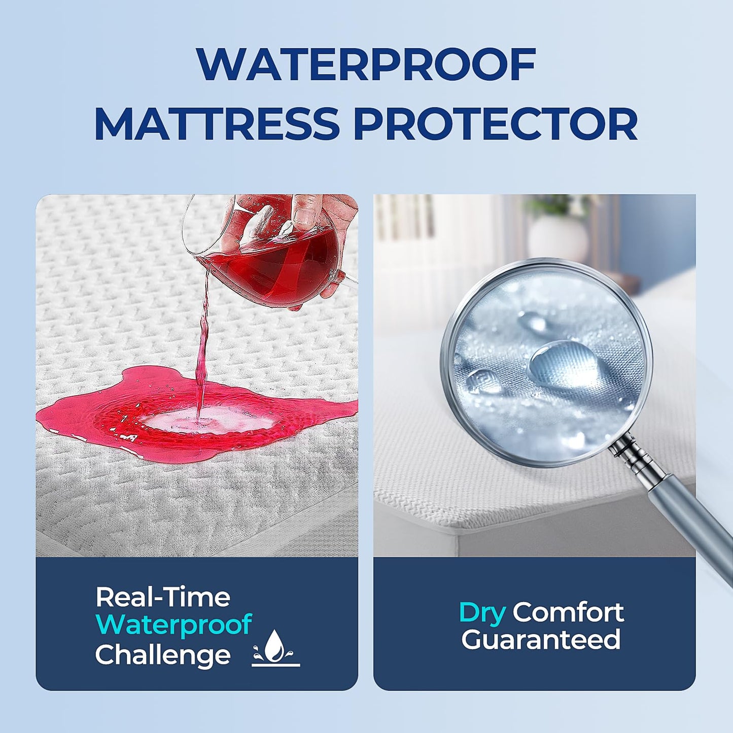 TASTELIFE King Size Waterproof Mattress Protector, 3D Air Fabric Cooling King Bed Mattress Protector, Breathable Fitted Mattress Cover with Deep Pocket, Fits 8 to 21 Inch Mattress