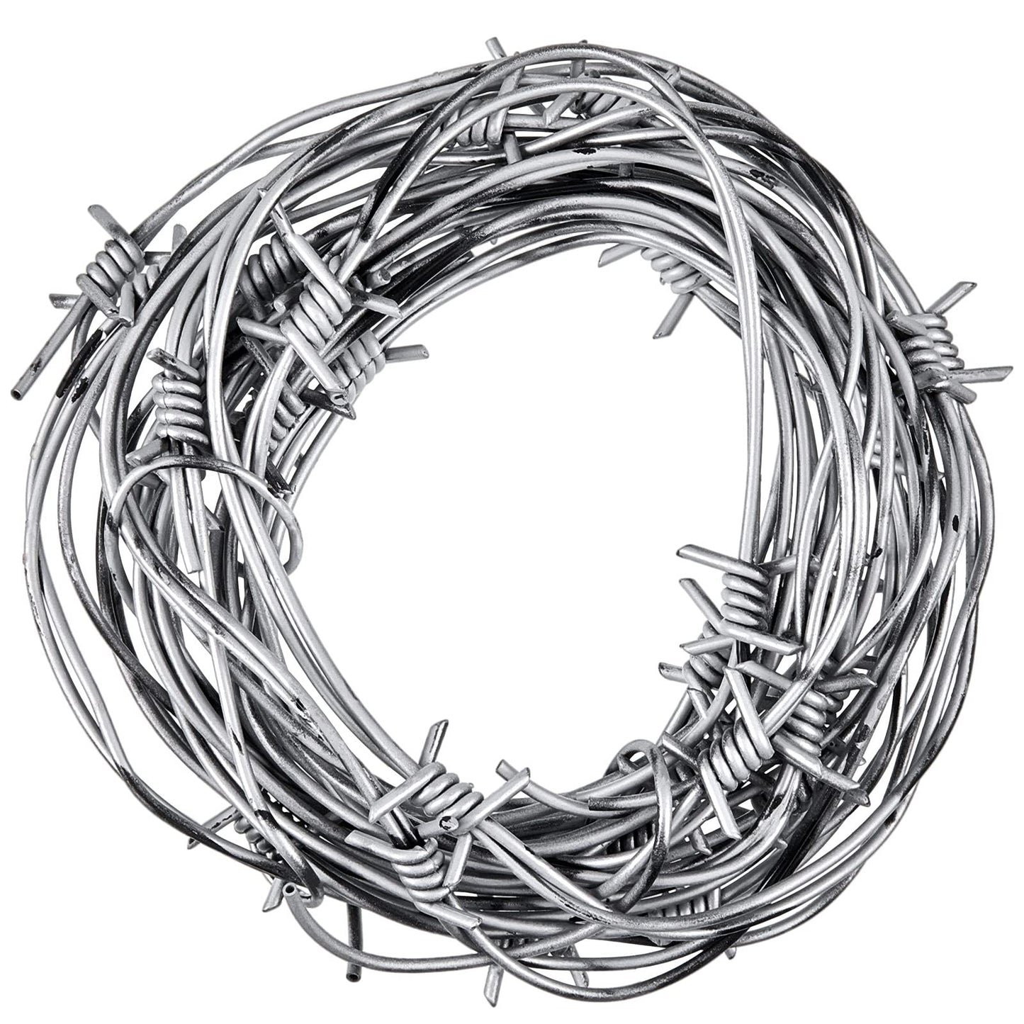 Taiyin 4 Pcs 32.8 Foot Fake Barbed Wire Rusted Western Props Decor Plastic Faux Wire Wreath Ornaments for Cowboy Cowgirl Party (Silver)