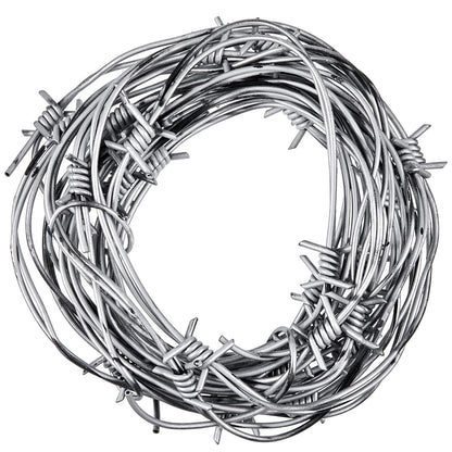 Taiyin 4 Pcs 32.8 Foot Fake Barbed Wire Rusted Western Props Decor Plastic Faux Wire Wreath Ornaments for Cowboy Cowgirl Party (Silver)