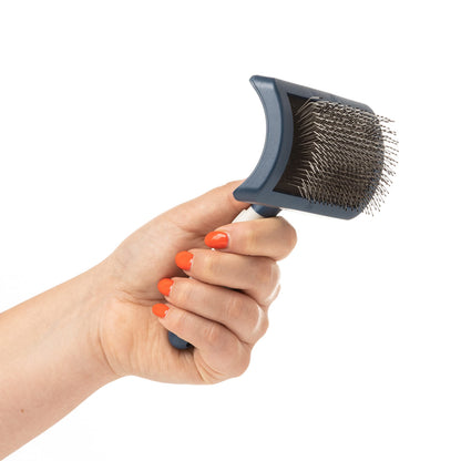 Mikki Dog Puppy Stainless Steel Comb and Hard Pin Slicker Brush, for Cockapoos, Labradoodles, Cavapoos and Golden Doodles - Starter Set 2pcs, Blue, Grey,Small