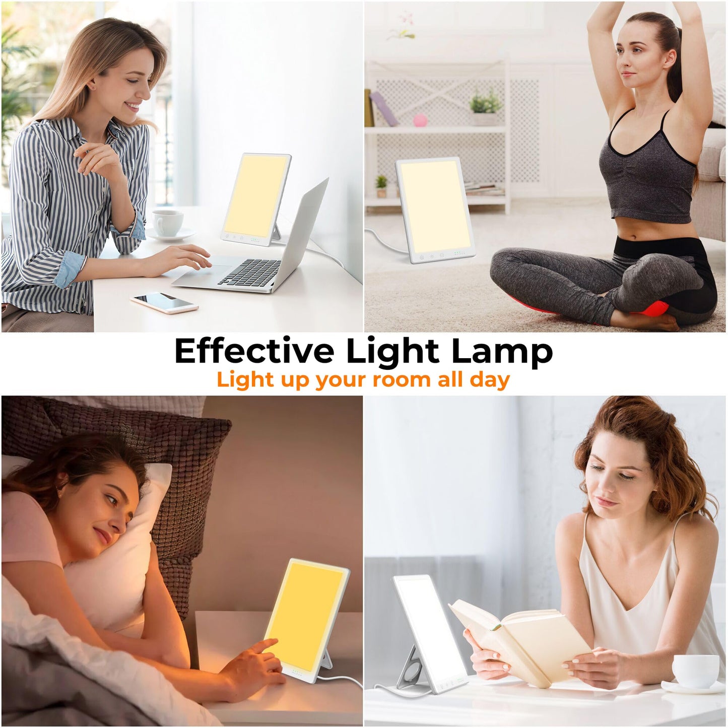 Light Lamp, Portable Full Spectrum LED Light Sunlight Personal Daylight with 3 Adjustable Color＆Stepless Brightness Levels, Timer＆Memory Function for Home Office Winter
