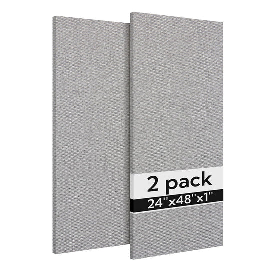 Olanglab Acoustic Panels 2 Pack, 48''x24'' Large Sound Panels, Fabric Wrapped Sound Proof Foam Panels for Walls, Sound Absorbing Panels for Recording Studio Acoustical Treatments (Light Grey)