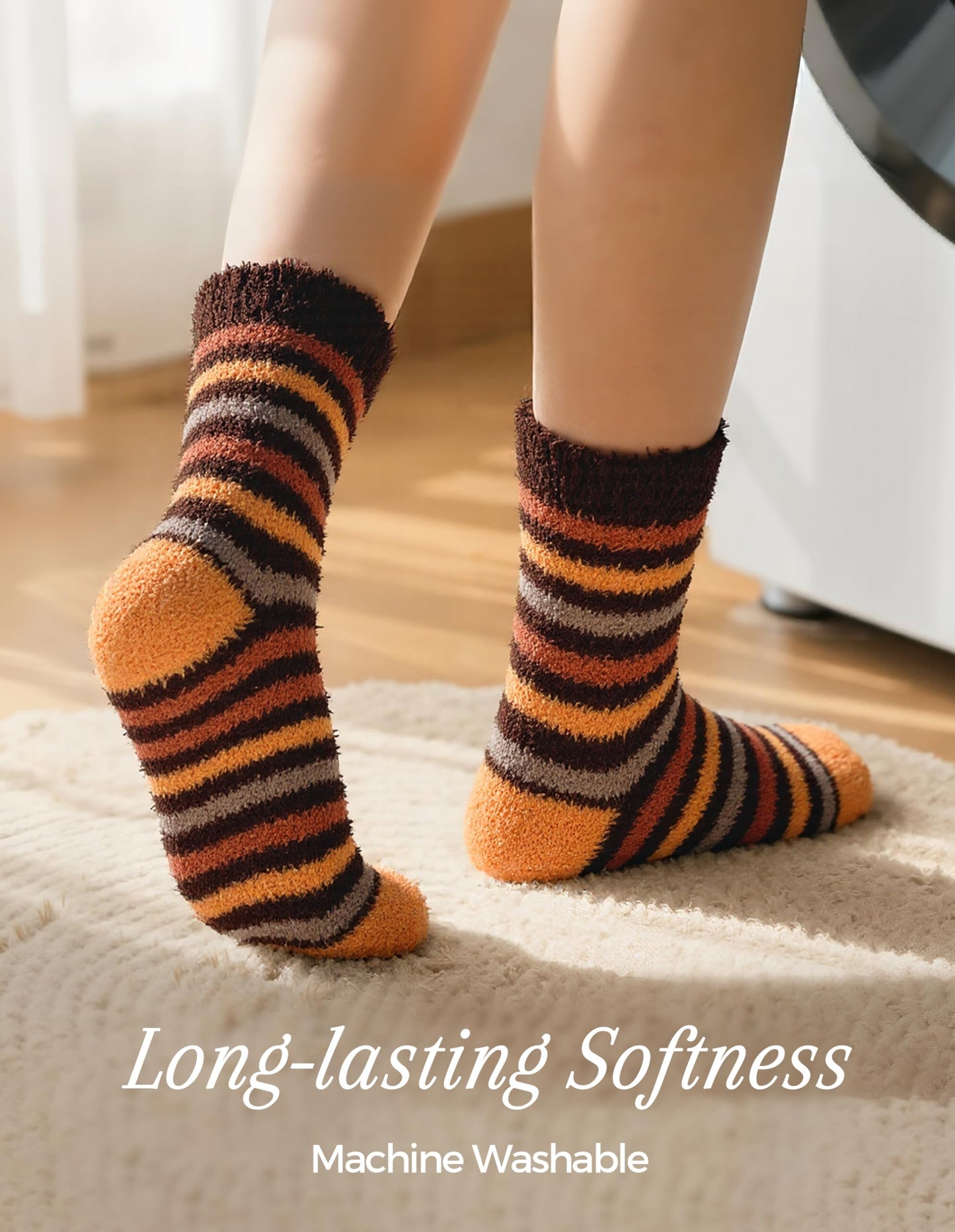 TEHOOK 5 Pairs Warm Soft Cozy Fluffy Fuzzy Socks for Fall Halloween Christmas Gifts