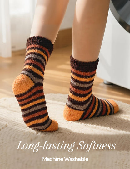 TEHOOK 5 Pairs Warm Soft Cozy Fluffy Fuzzy Socks for Fall Halloween Christmas Gifts