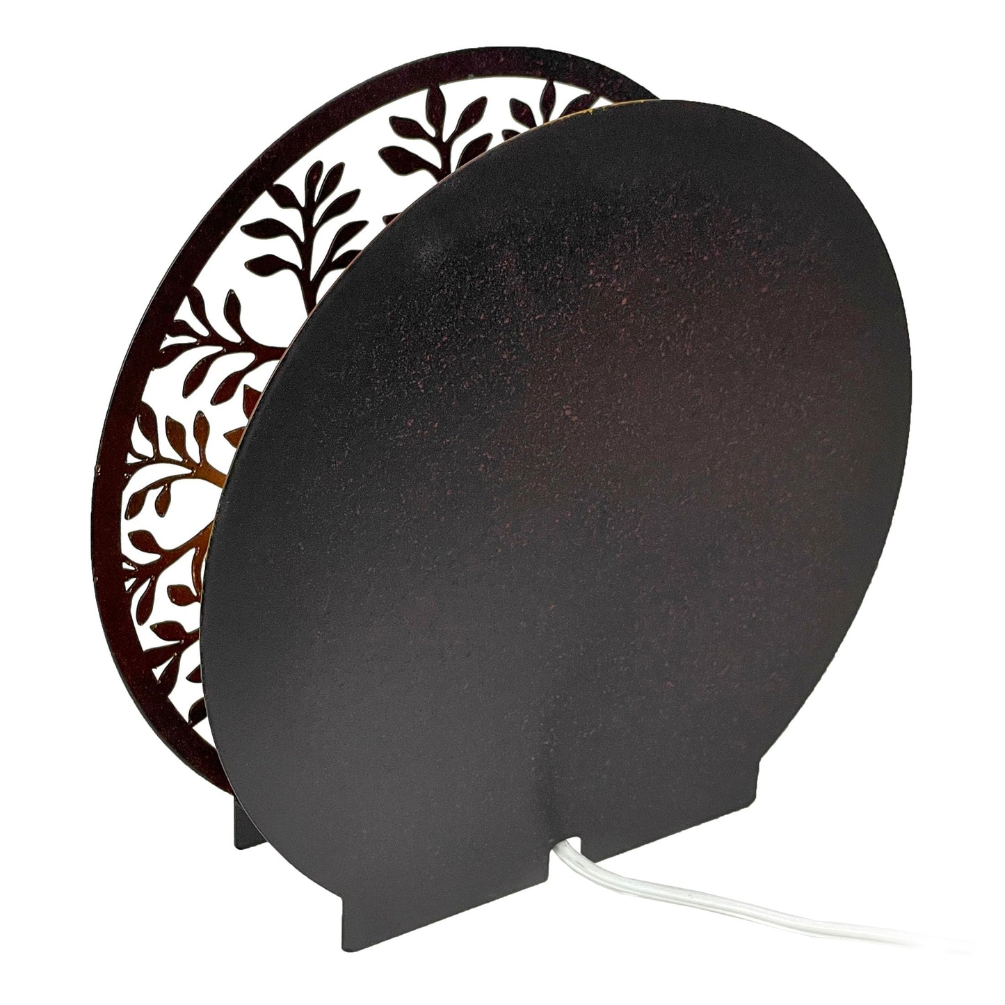 Zeckos Tree of Life Accent Lamp - 8” Decorative Metal Plug-in Table Light, Black Nature Silhouette with Warm Amber Backlight, Nightstand Desk Lighting, Cozy Home Décor Gift, Bulb Included