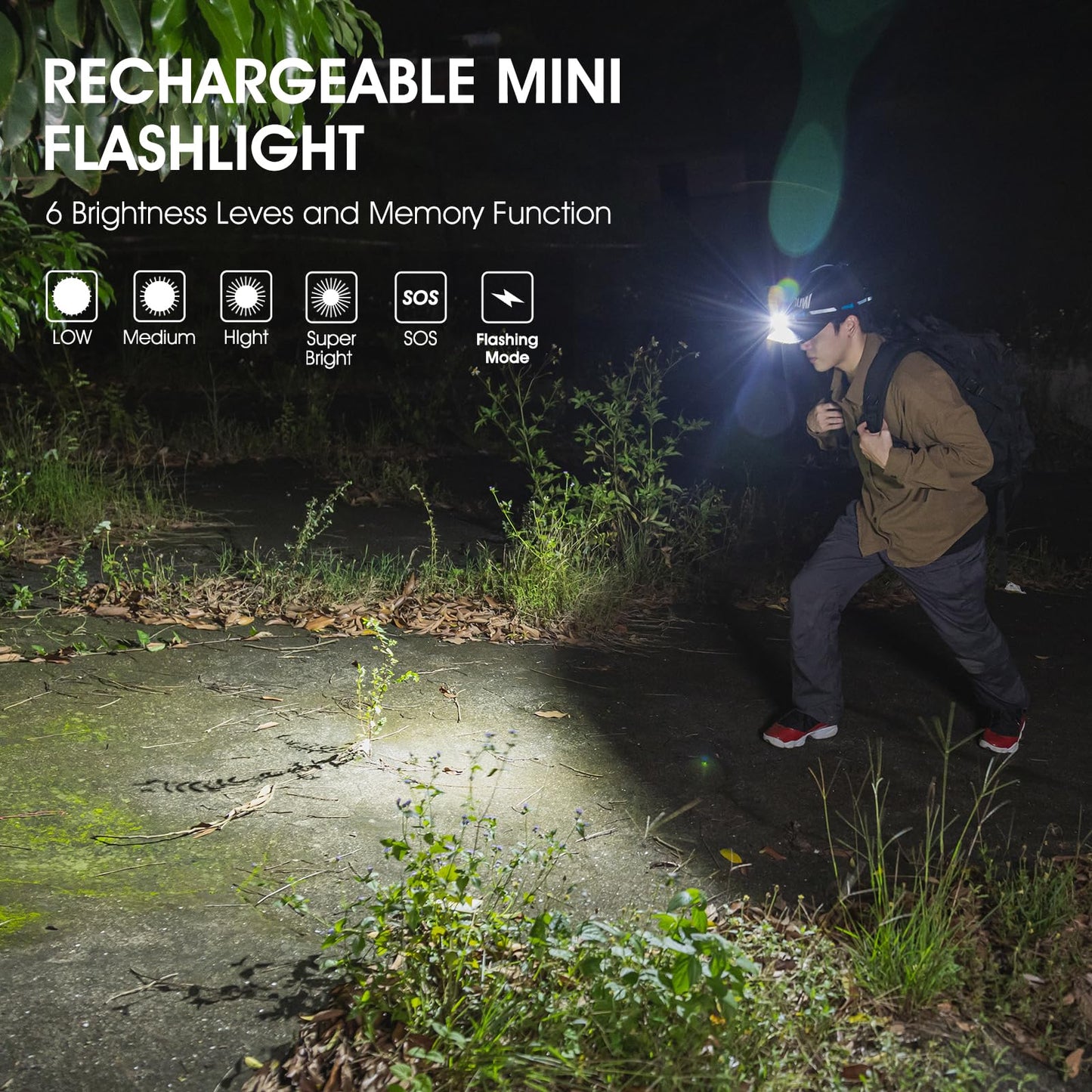 WUBEN E7 1800 Lumen Torch Light with Magnet - Super Bright 6 Modes EDC Flashlight, Typ-C Rechargeable LED Flash Light; IP68 Pocket Flashlight for Headlamp Use, Rescue, Camping