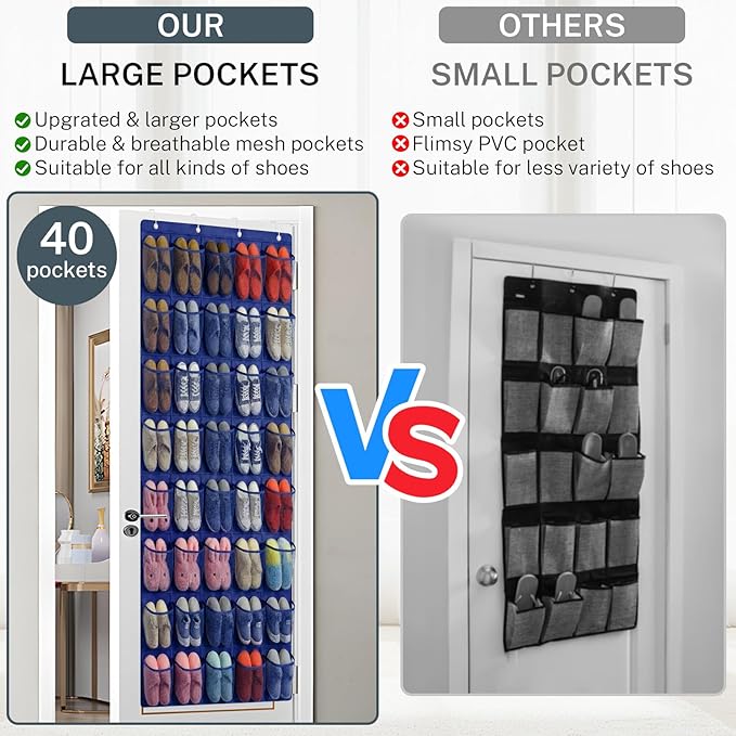 40-Pocket Over the Door Shoe Organizer