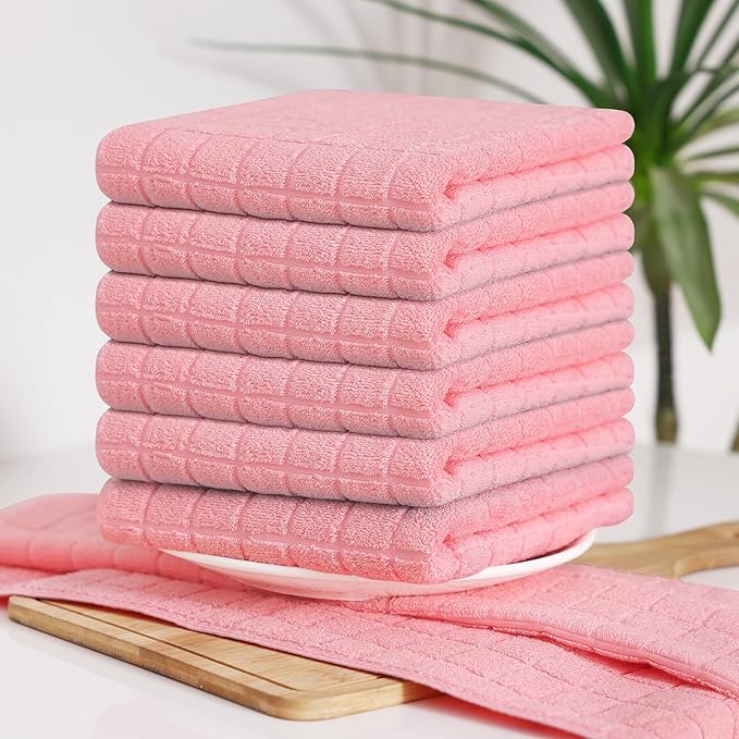 Homaxy Premium Cotton Kitchen Towels 16"x 28", Large Natural Ring Spun 390 GSM