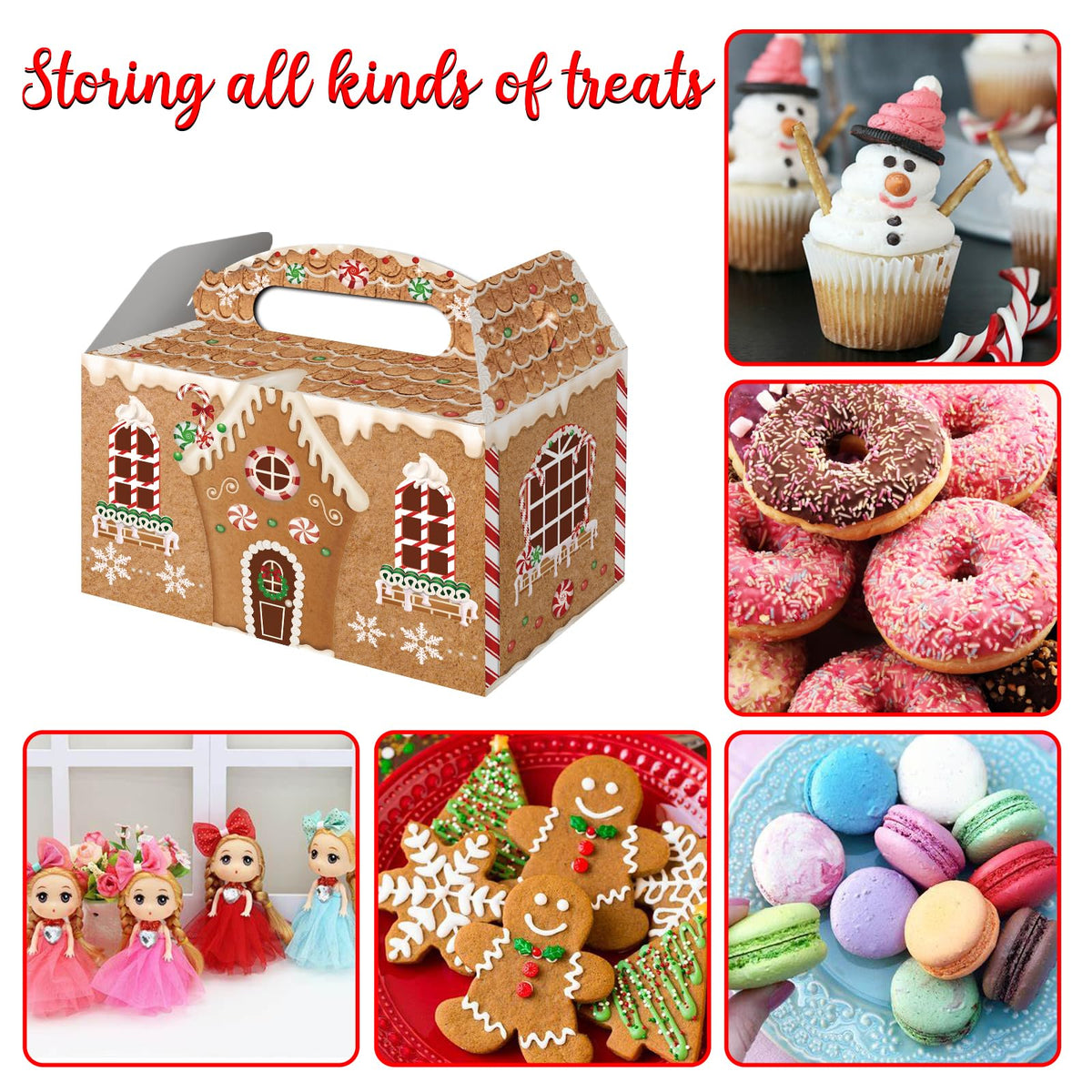FRIDAY NIGHT 24 Pcs Christmas Treat Boxes Gingerbread House Cardboard Cookie Goody Gable Candy Bags Xmas Cupcake Goodie Box