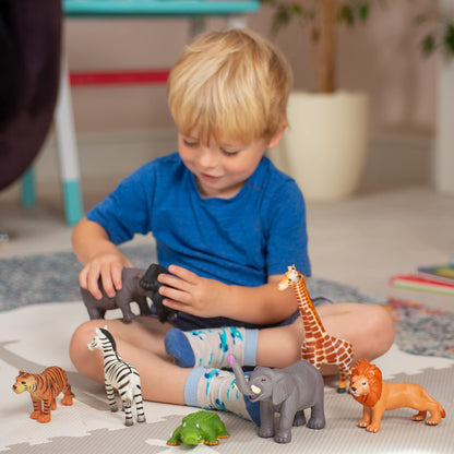 Learning Minds Jungle Animal Figures - Set of 8 Jumbo Zoo Animals For 1, 2, 3 Year Olds - Toy Safari Animals For Kids Age 18 Months Plus - Toys For 1 Year Old Boys - Suitable From 18 Months