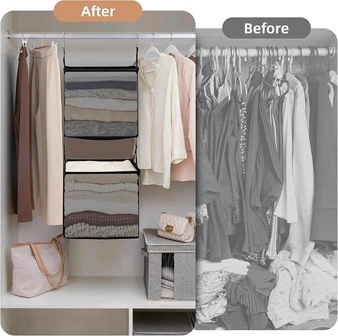 STORAGE MANIAC 2-Shelf Hanging Closet Organizer, Cloth Hanging Closet Shelf