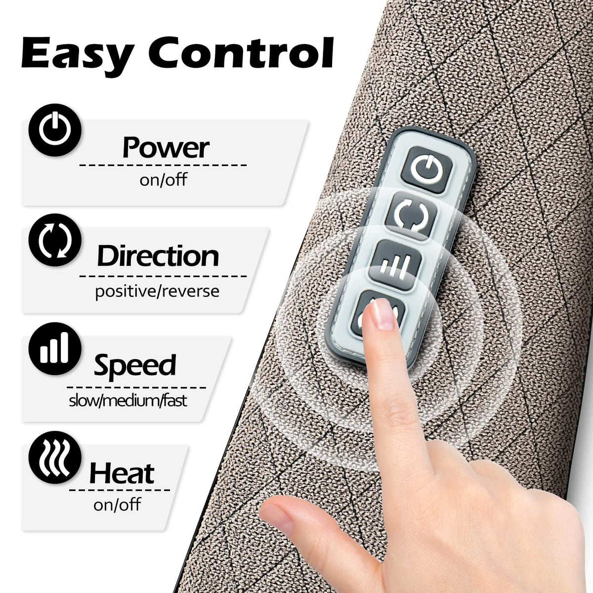 Blue Elf Shiatsu Electric Neck Back Massager Pillow 3D Kneading with Heat for Shoulder, Lower Back, Foot, Leg Muscles Pain Relief Relax in Car Office and Home (Gray)