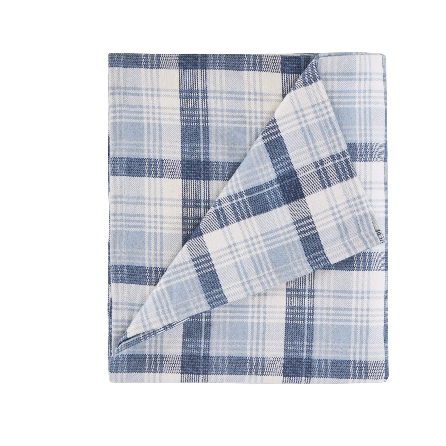 Woolrich Cotton Sheet Set Cottage Charms Print, 100% Cotton Flannel Sheets Warm & Fuzzy Bedding Set Queen Size Sheets, Fitted Pocket Fits Up to 14" Mattress, Queen Blue Plaid, 4 Piece