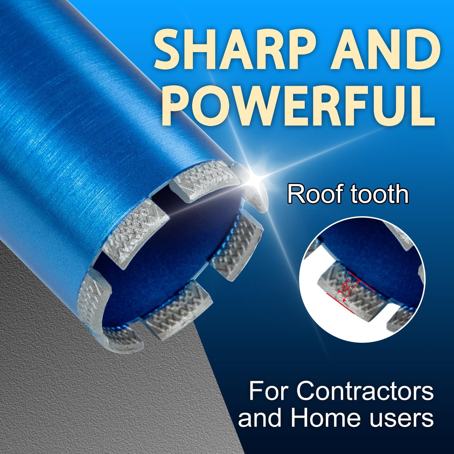 SALI Wet Diamond Core Drill Bits 12"/304mm Diameter, 15"/380mm Drilling Depth Concrete Core Drill Bit, 1-1/4-7" Thread Core Bit Turbo Laser-Welded Segments with Rebar, Brick, Block, Masonry, Stone