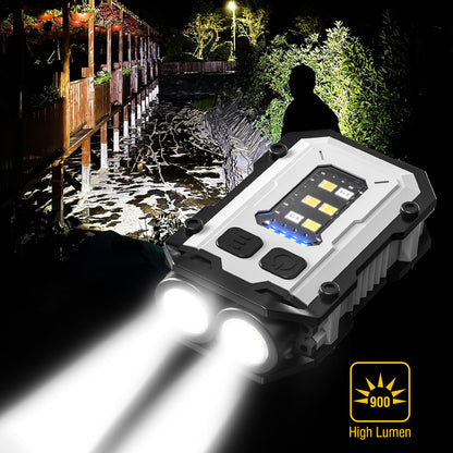 NGOKPYD N10 Clip on Torch,Mini Torch Rechargeable Red Blue Flash Light for Safety Lights Warning for Night Walking Dog,Hands Free Small Flashlight Portable LED Work Light Hiking Camping Accessories