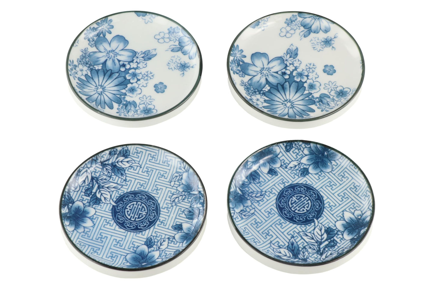 zaoalife 4pcs Japanese Porcelain Side Dish Ceramic Side Dishes Bowl Ceramic Appetizer Plates Seasoning Dishes Dipping Bowls for Seasoning, Sushi, Appetizer, Vinegar, Ketchup, BBQ