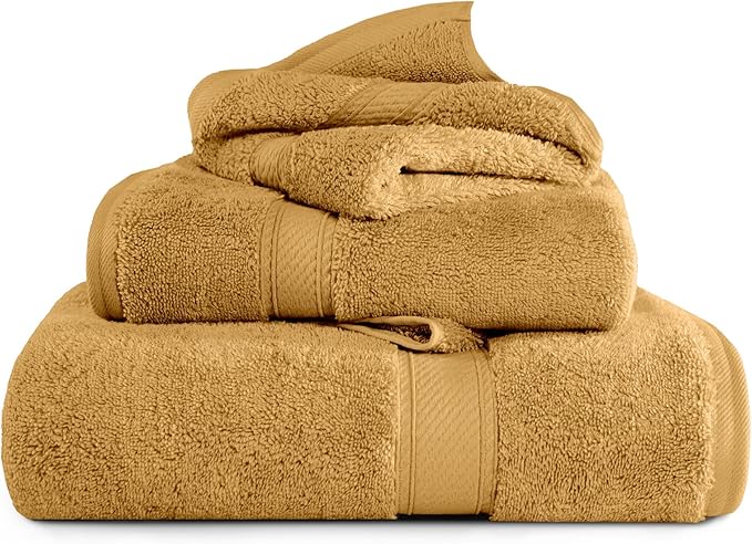 Superior Egyptian Cotton Pile 3-Piece Towel Set, Includes 1 Bath, 1 Hand