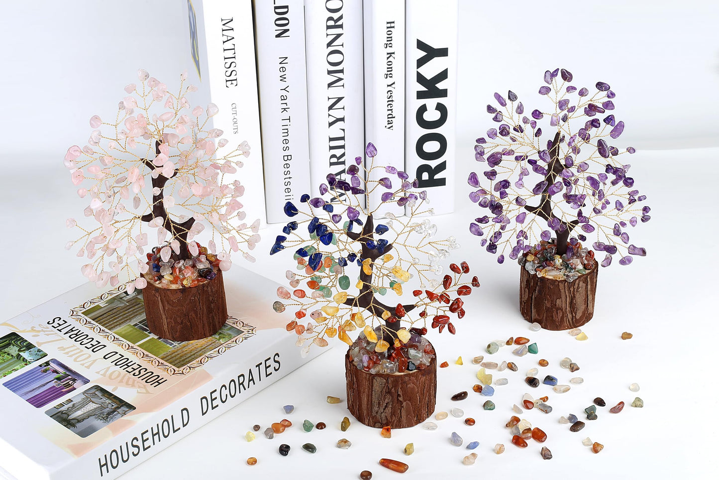 LAIDANLA 7 Chakra Crystal Tree of Life Positive Energy Good Luck Birthday Gifts Money Feng Shui Reiki Meditation Crystals Natural Stones Trees Home Office Desk Decor Spiritual Gifts for Women Men