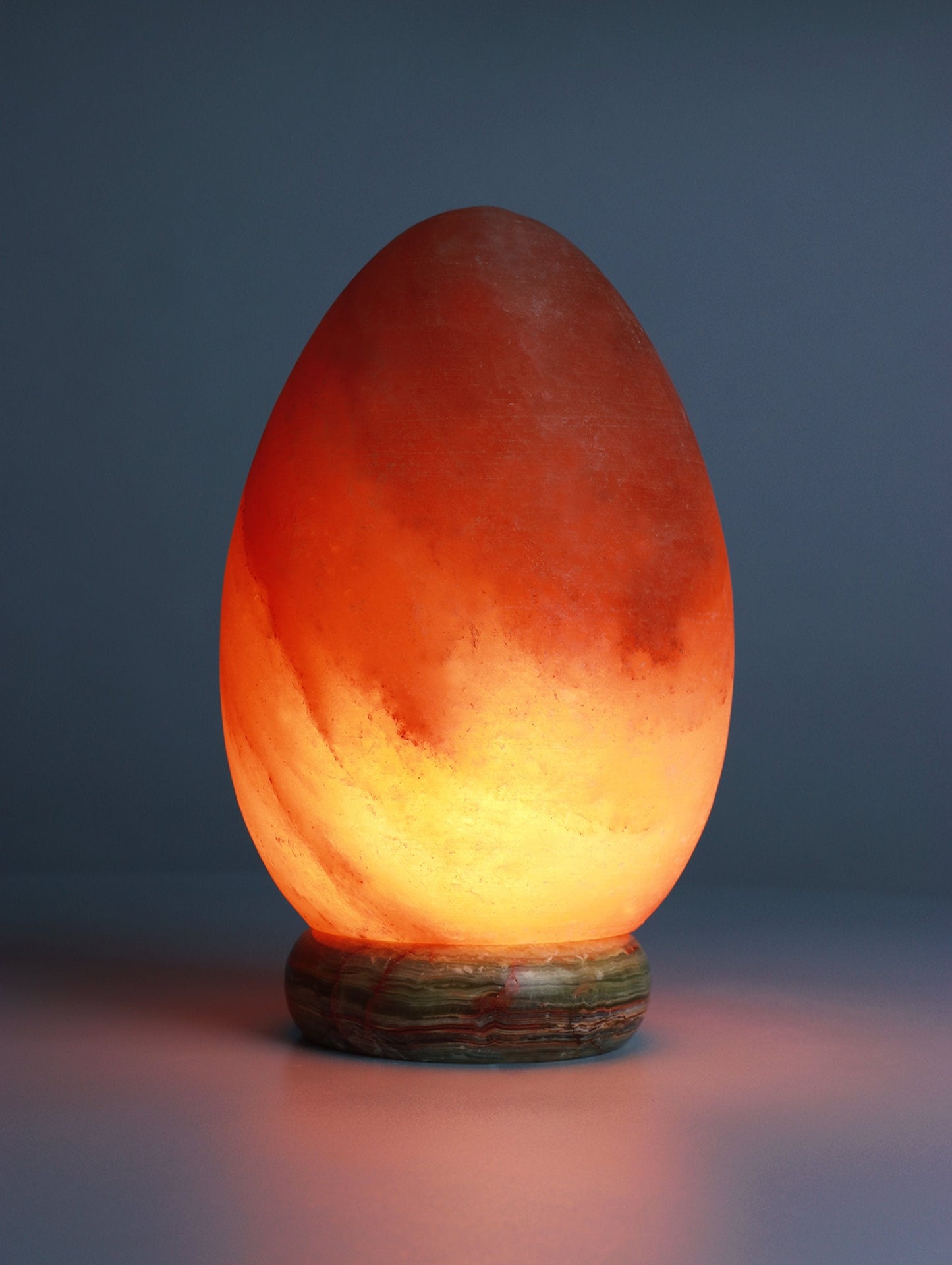 Deluxe Comfort Himalayan Rock Salt Egg Lamp, 9 Inches Tall - Soft Calm Light - Table Lamp, Natural Dark Orange Hue