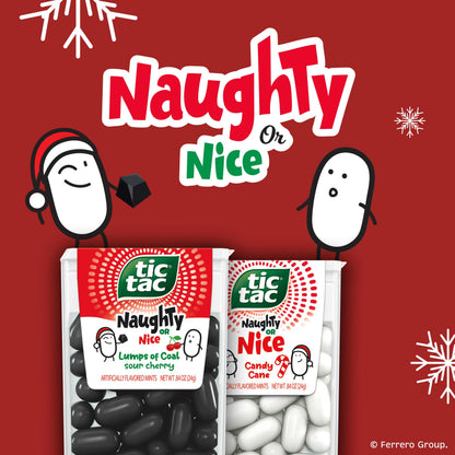 Tic Tac Naughty or Nice Lumps Of Coal Sour Cherry Mints, Hard Mints, Stocking Stuffer, 12 pack, 0.84 oz