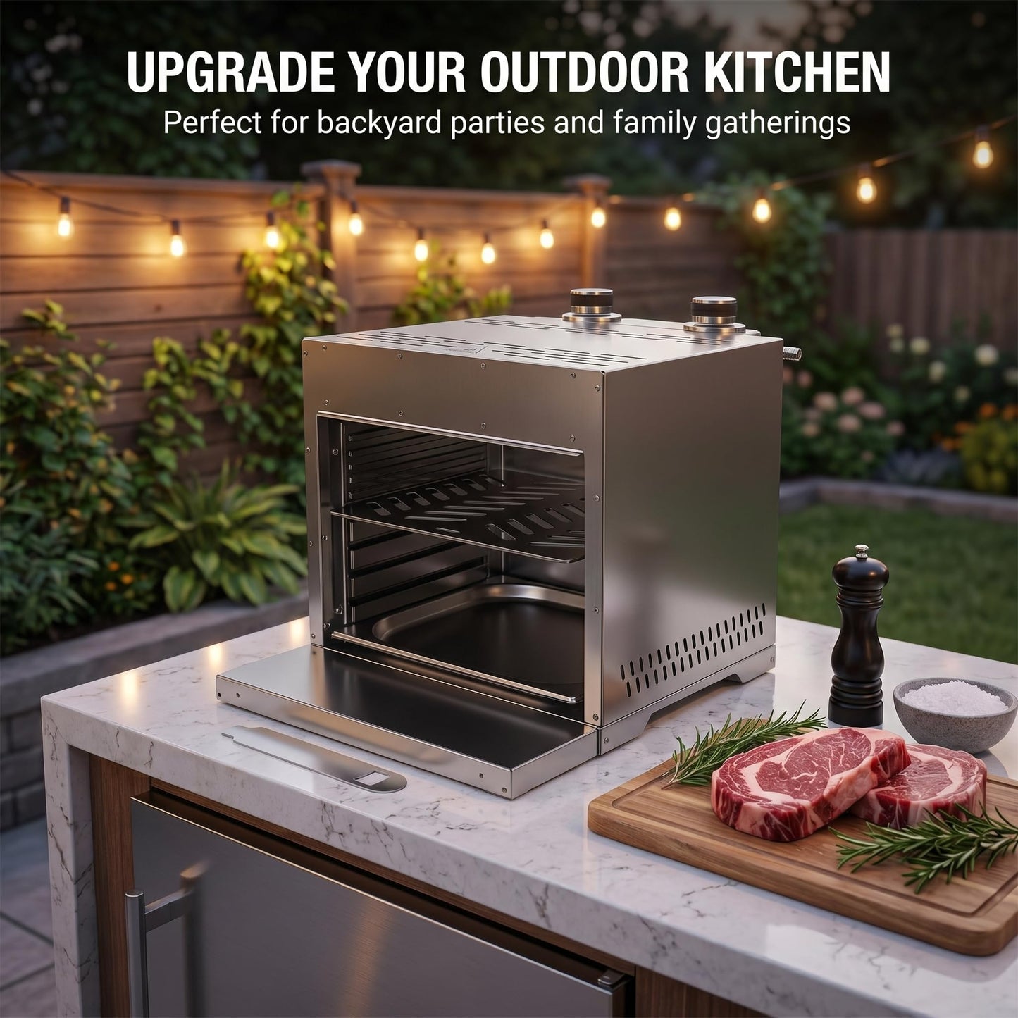 XHINBWYEK Steak Broiler Portable Infrared Broiler Propane Gas Grill, Maximum 1600°F/870℃, Sear Station steak cooker grill outdoor BBQ, Stainless Steel