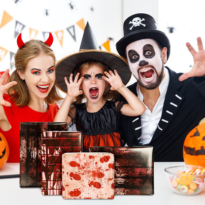 JarThenaAMCS 12 Sheets Halloween Bloody Wrapping Paper - Not Roll - Blood Splatter Brick Gift Wrap Paper Folded Flat for DIY Crafts Holiday Horror Party Supplies, 19.7 x 27.6 Inch