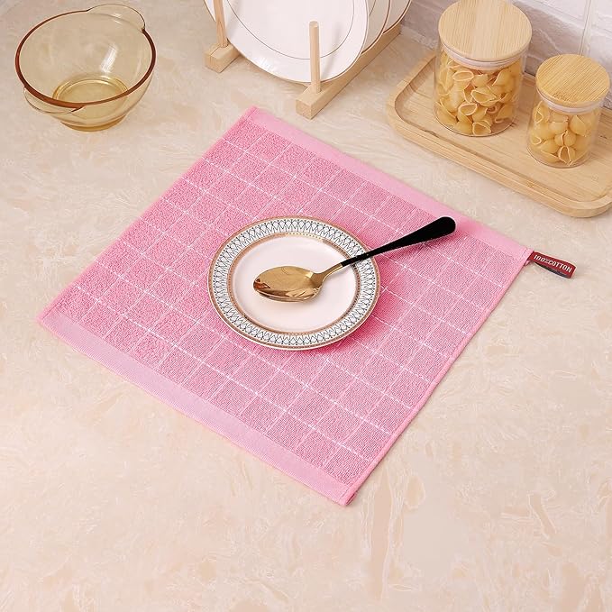 Mordimy 100% Cotton Terrycloth Kitchen Towels and Dishcloths Sets, Soft and