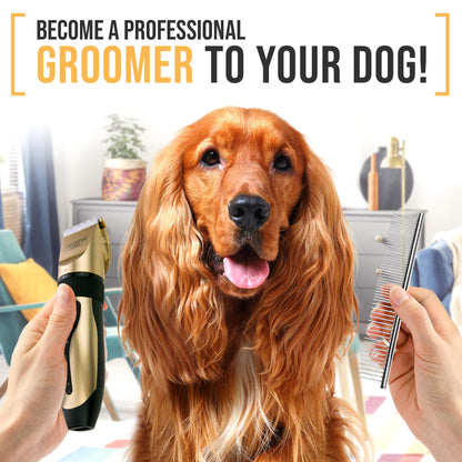 PetKing Premium Dog Clippers Dog Grooming Kit Grooming Clippers Professional for Thick Hair Coats Pet Clippers Kit for Dogs Cats Pets Cordless Silent Dogs Hair Trimmer Clipper Shaver Set Low Noise