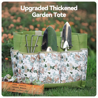 Heavy Duty Garden Tools Set, 9-Piece Stainless Steel Rust-Proof Gardening Kit with Non-Slip Ergonomic Handles & Durable Storage Tote Bag, Gardening Gifts for Women Men, Indoor/Outdoor Plant Tools