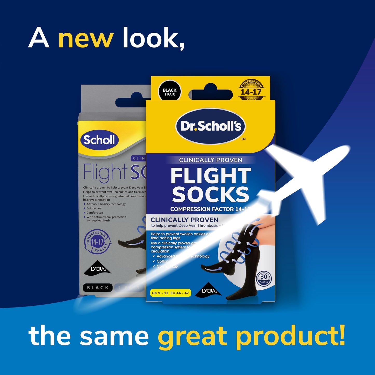 Scholl Flight Socks - Clinically Proven Compression Socks for Flight Travel - Help Prevent Swollen Ankles and Deep Vein Thrombosis (DVT) - Sheer - Size 9-12, 1 Pair