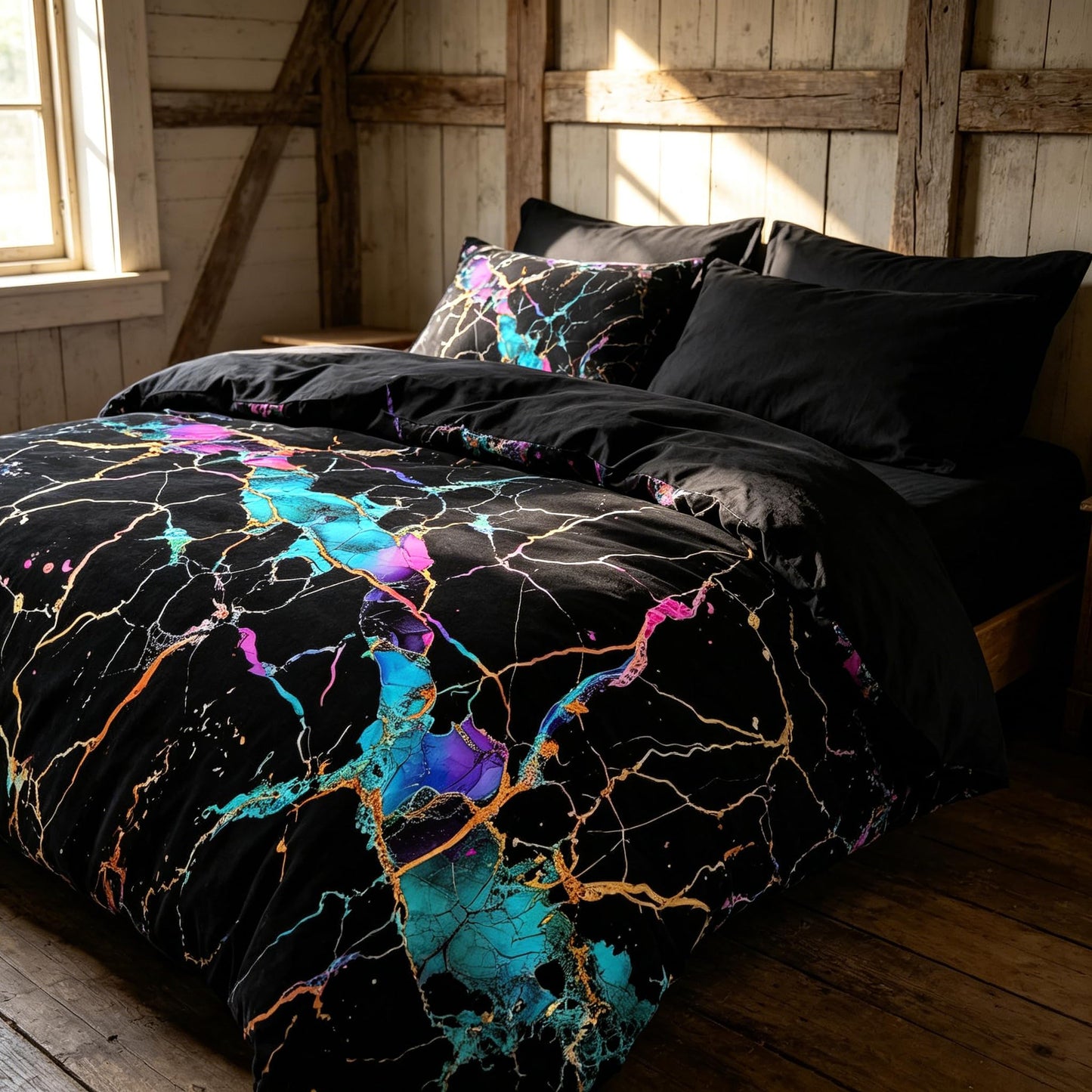 CCoutueChen Black Marble Comforter Set, Queen Size