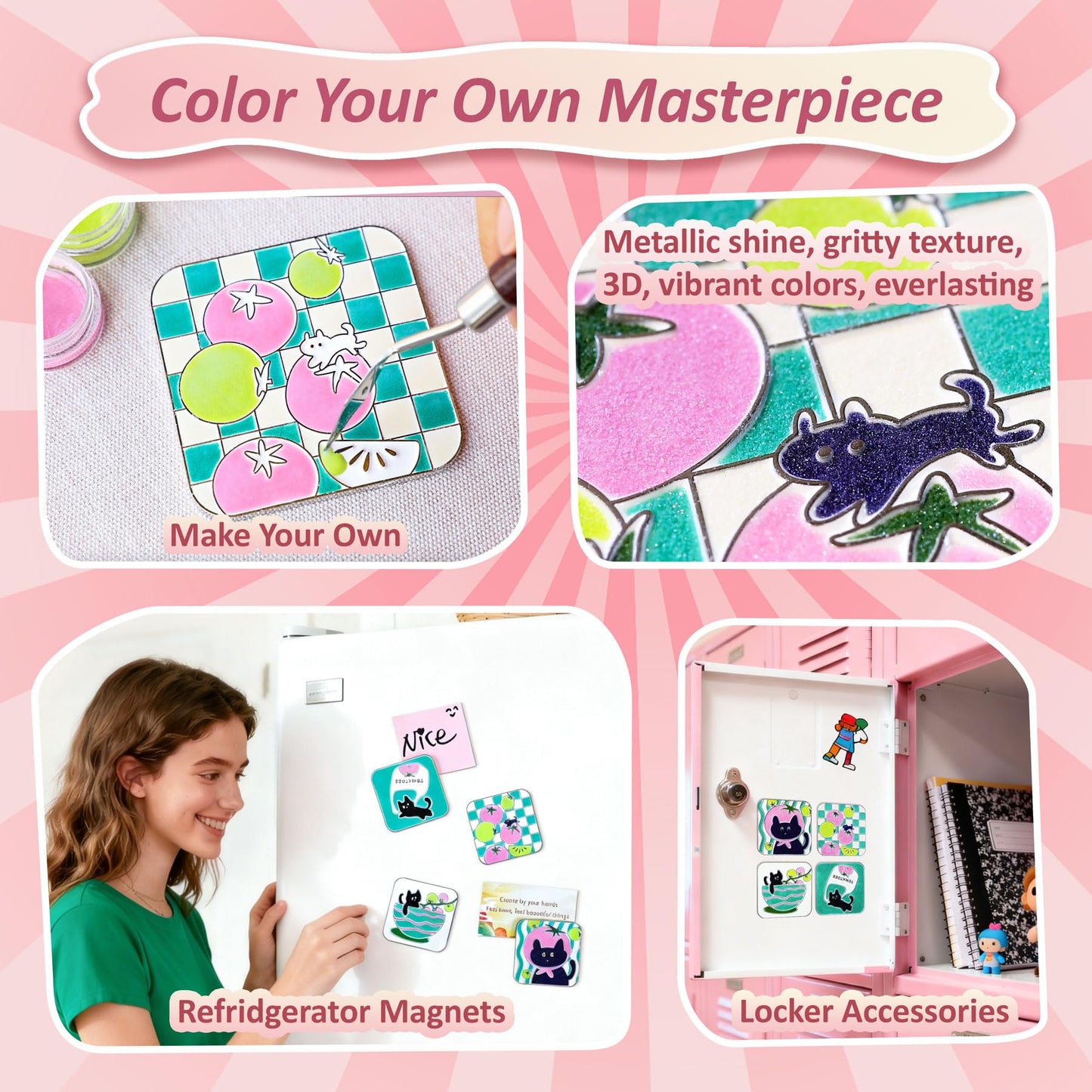 Blauwhim DIY Magnets Craft Kits, Cloisonne Style Enamel Arts and Crafts for Adult, Cute Tomato Cat Design, Beginner Friendly, Birthday Valentine’s Day Gifts for Girls, Teens, Adults, Families
